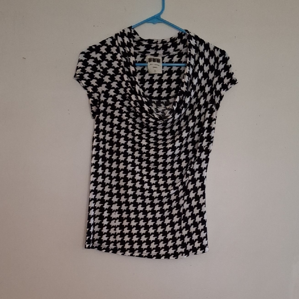next Black & White Houndstooth Cowl Neck Top